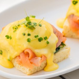 Eggs Benedicte with Salmon at Blue Elephant Cafe in Batumi